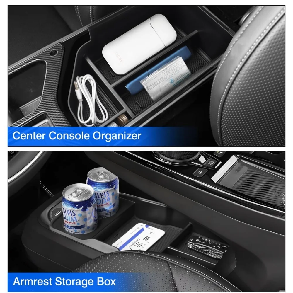 For KIA EV6 2022 2023 2024 Center Console Organizer Lower Tray Armrest Storage Box Cup Holder 2pcs Set Accessories