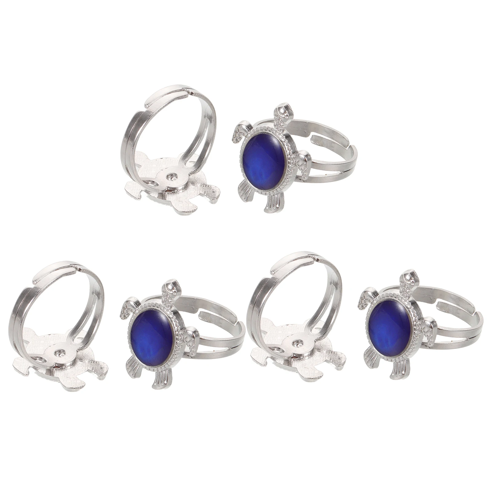 

6pcs Mood Rings Turtle Color Changing Adjustable Open Finger Jewelry Temperature Sensitive Emotional Feeling Party Favors