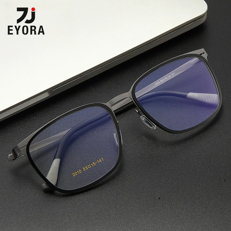 

EYORA Business Square TR90-Metal Men Reading Glasses Anti Blue Light Myopia and Hyperopia Photochromic Prescription Eyewear Lens