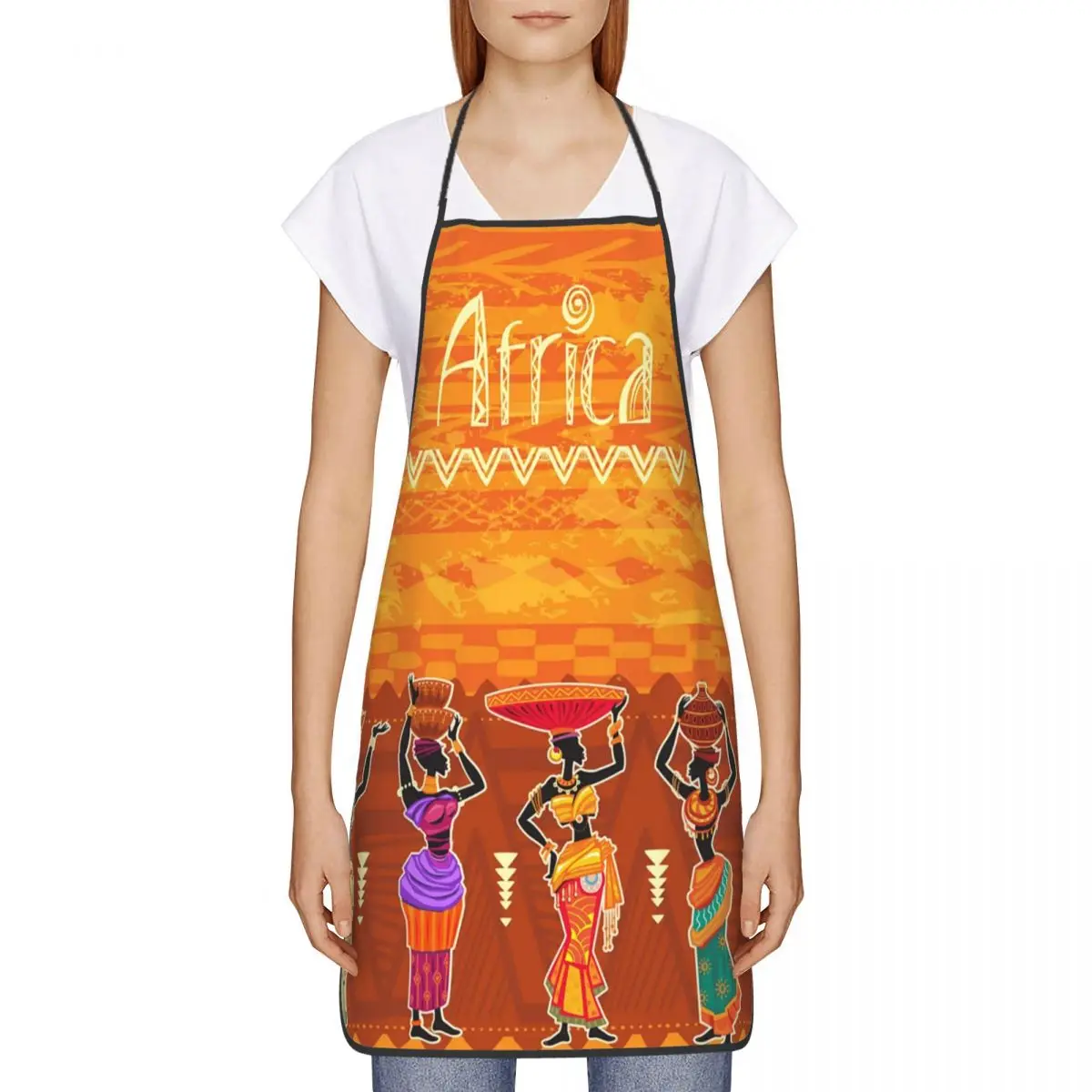 Unisex Africa Ethnic Pattern Apron Kitchen Chef Cooking Baking Bib Women Men African Culture Tablier Cuisine for Painting