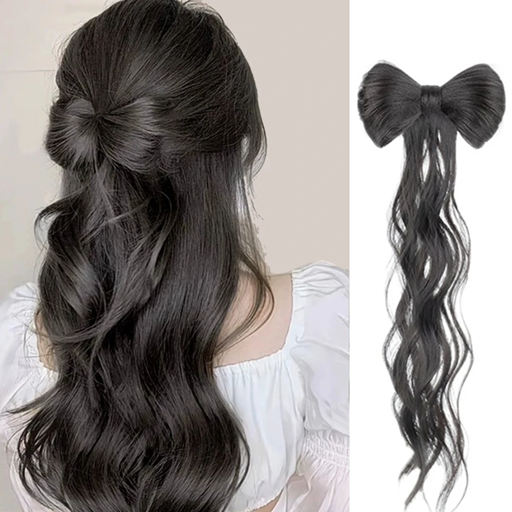 Bow Half-Tied High Ponytai Hairpin Chicken Feather Wig Braid Hair Clip Hair Pin Braid Wig Braid Fluffy Styling Hair Accessories