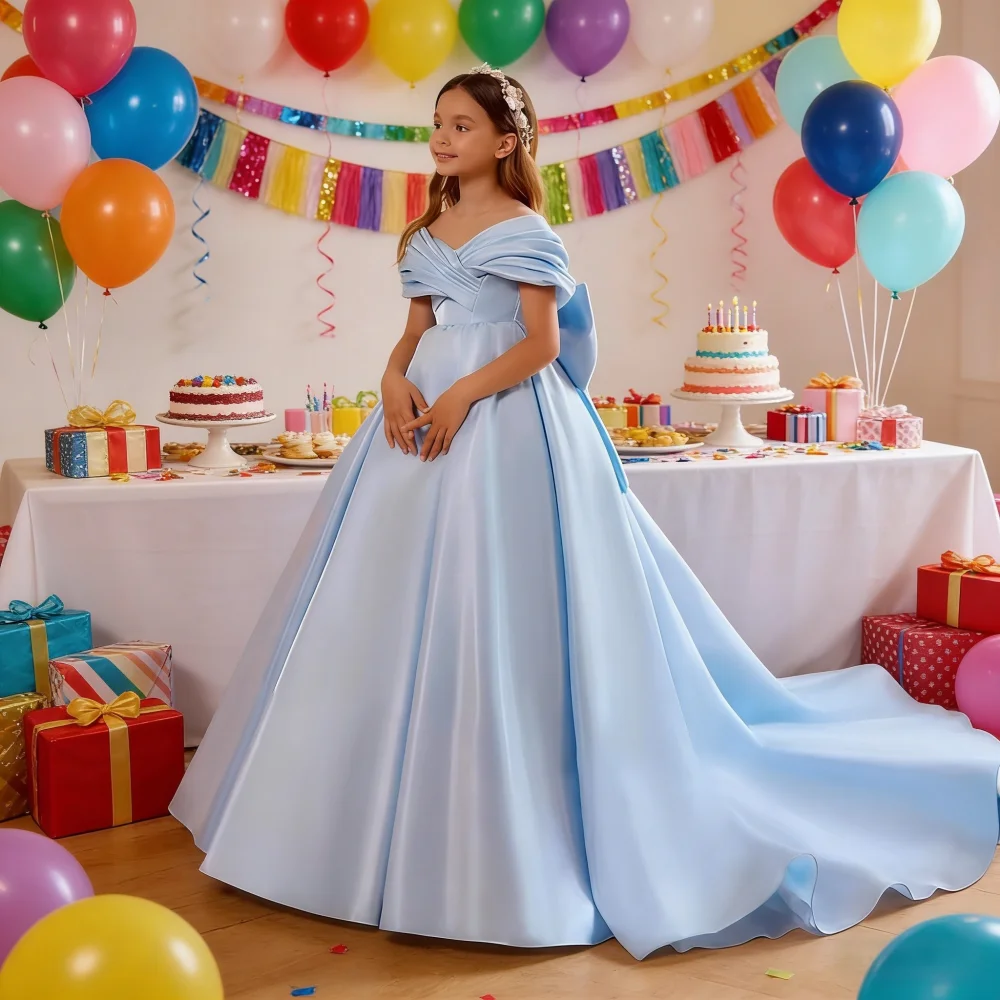 

Детское синее платье для девочек с шлейфом, для конкурсов красоты, на день рождения, для выступлений, свадеб, фортепианных концертов, вечеринок, детских торжественных мероприятий