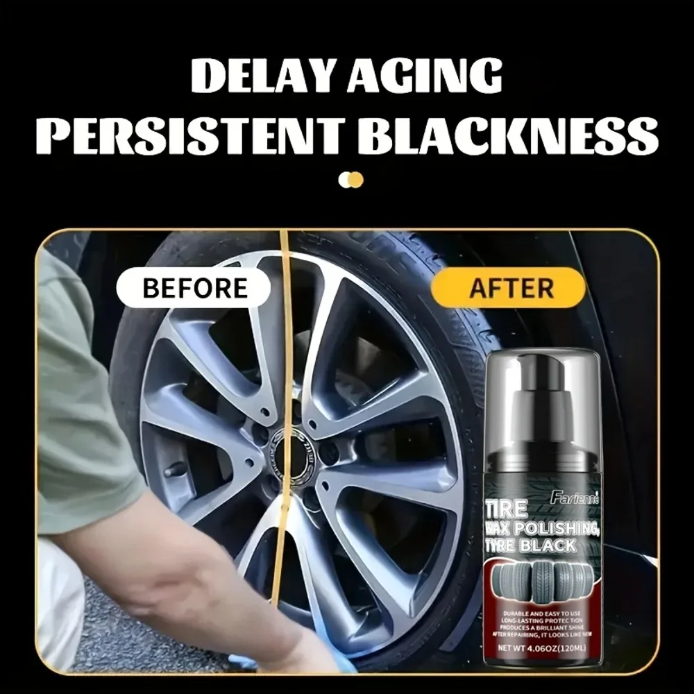KJM Preparat do nabłyszczania i naprawy opon - 120ml Szybka formuła nabłyszczająca do opon, tworzyw sztucznych i gum - Długotrwały połysk i ochrona