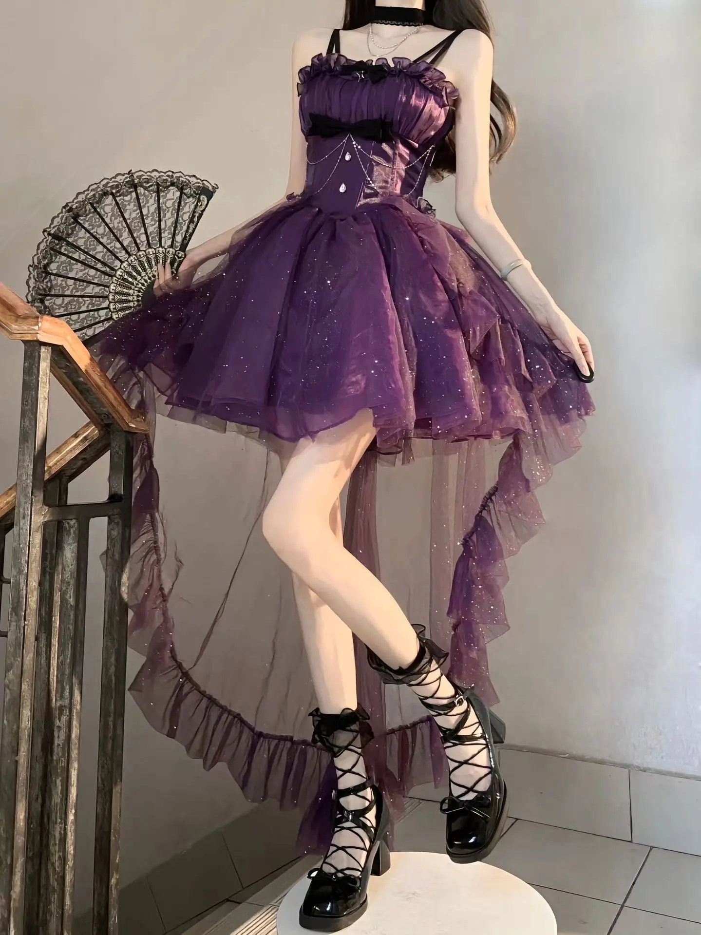 Sparkling Blue Lolita Dresses Jsk Sweet Princess Slim-Fit Elegant