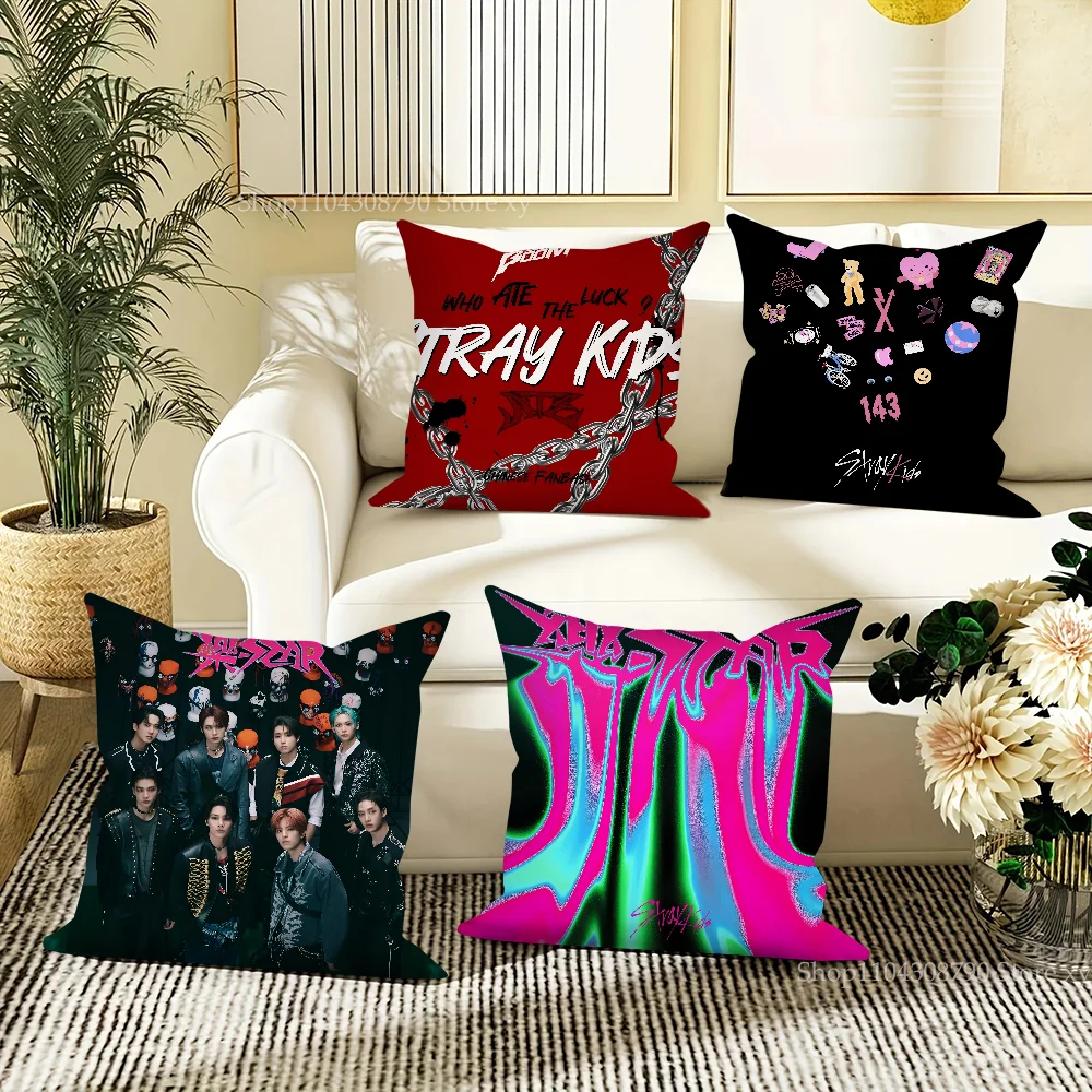 K-Kpop Pillow Case Fashion Square Pillowcase Bedroom Sofa Room Ins Decoration Leisure Cushion S-Strays Cartoon-K-kids Cover