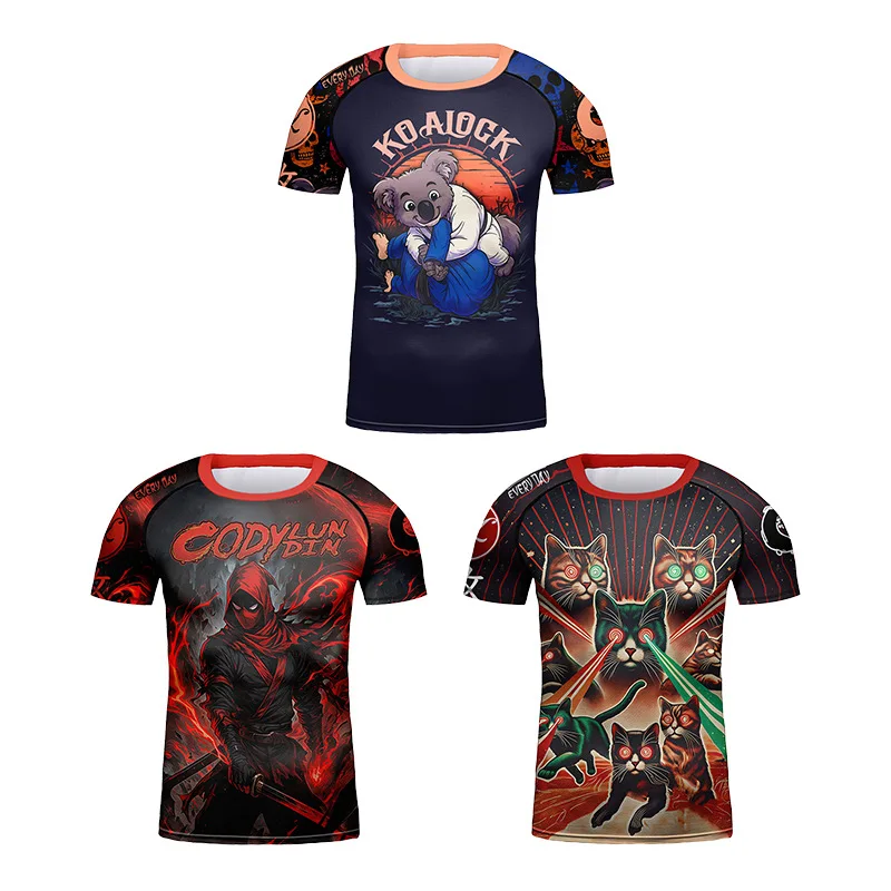 

Kid's Shirt Jiu Jitsu MMA BJJ T-shirt Short Sleeve Quick Dry MMA Muay Boxing Sportswear Children Fitness Training Running Shirts