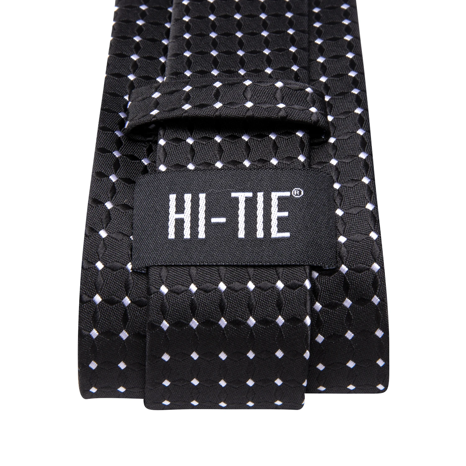 Hi-Tie Black White Polka Dots Designer Elegant Men Tie Jacquard Necktie Accessory Cravat Wedding Business Party Hanky Cufflinks