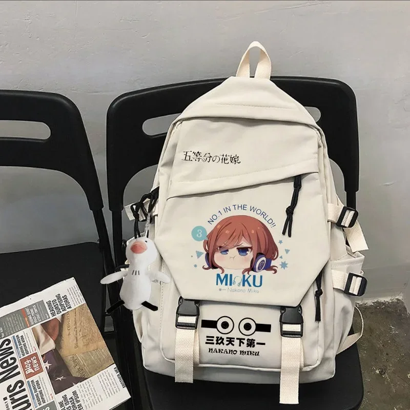 

28×45×14cm Black White,The Quintessential Quintuplets, Gotoubun no Hanayome,Kids Teens School Bags, Anime Backpacks Girls Boys