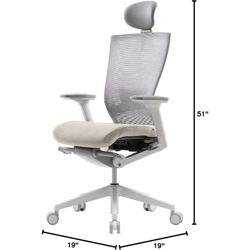 Silla ergonómica de oficina para el hogar, sillón de alto rendimiento con reposacabezas ajustable, soporte Lumbar, reposabrazos 3D, profundidad del asiento