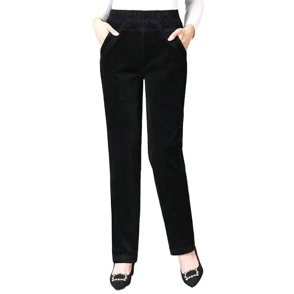 Solid Color Fleece Pants Cozy Stylish Fall/winter Women\'s Pants High Elastic Waist Plush Fabric Wide Leg Design with for Casual