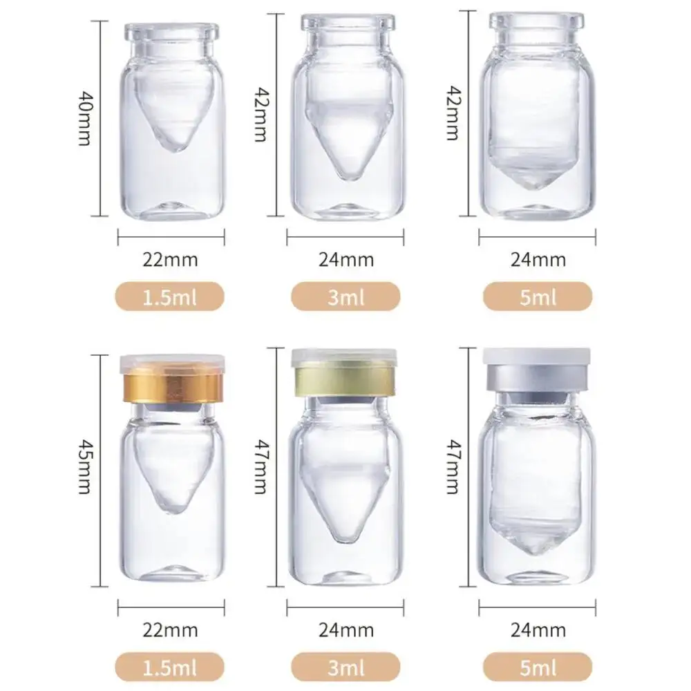 50 Pcs 3ml 5ml Double Layer Glass Vial with Seal Lid Empty Refillable Container for Cosmetic Serum Powder Liquid Storage