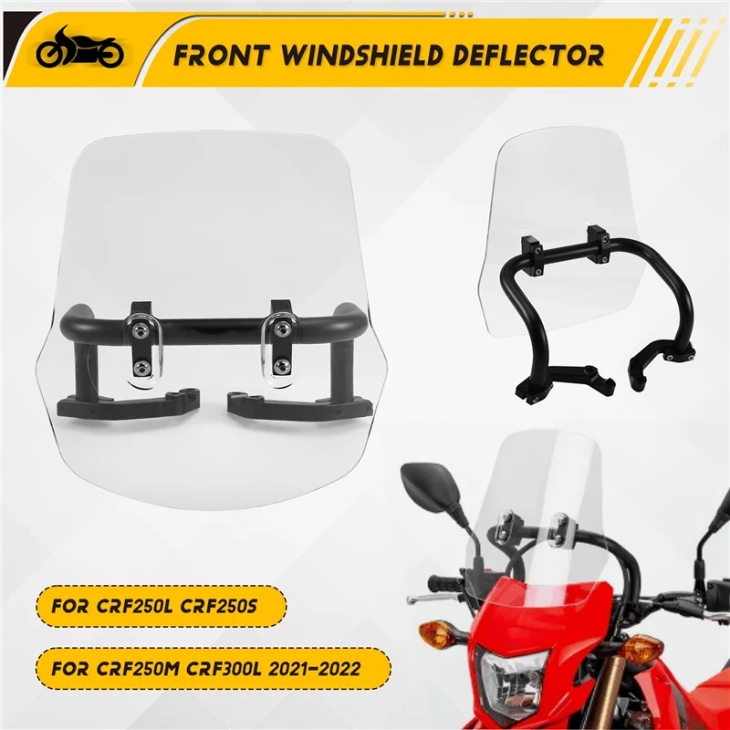 

NEW-Motorcycle Front Windshield Deflector For Honda CRF250L/S CRF300L 2021-2022 Wind Shield Lens