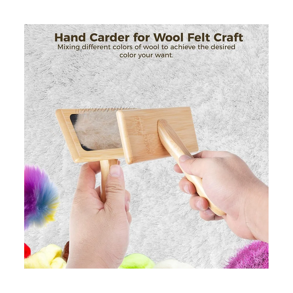 2 PCS Wool Carders, 6.1InchX4.8Inch Large Hand Carders for Wool, Craft Wool Felt Mixing Tool, Pet Slicker Brush