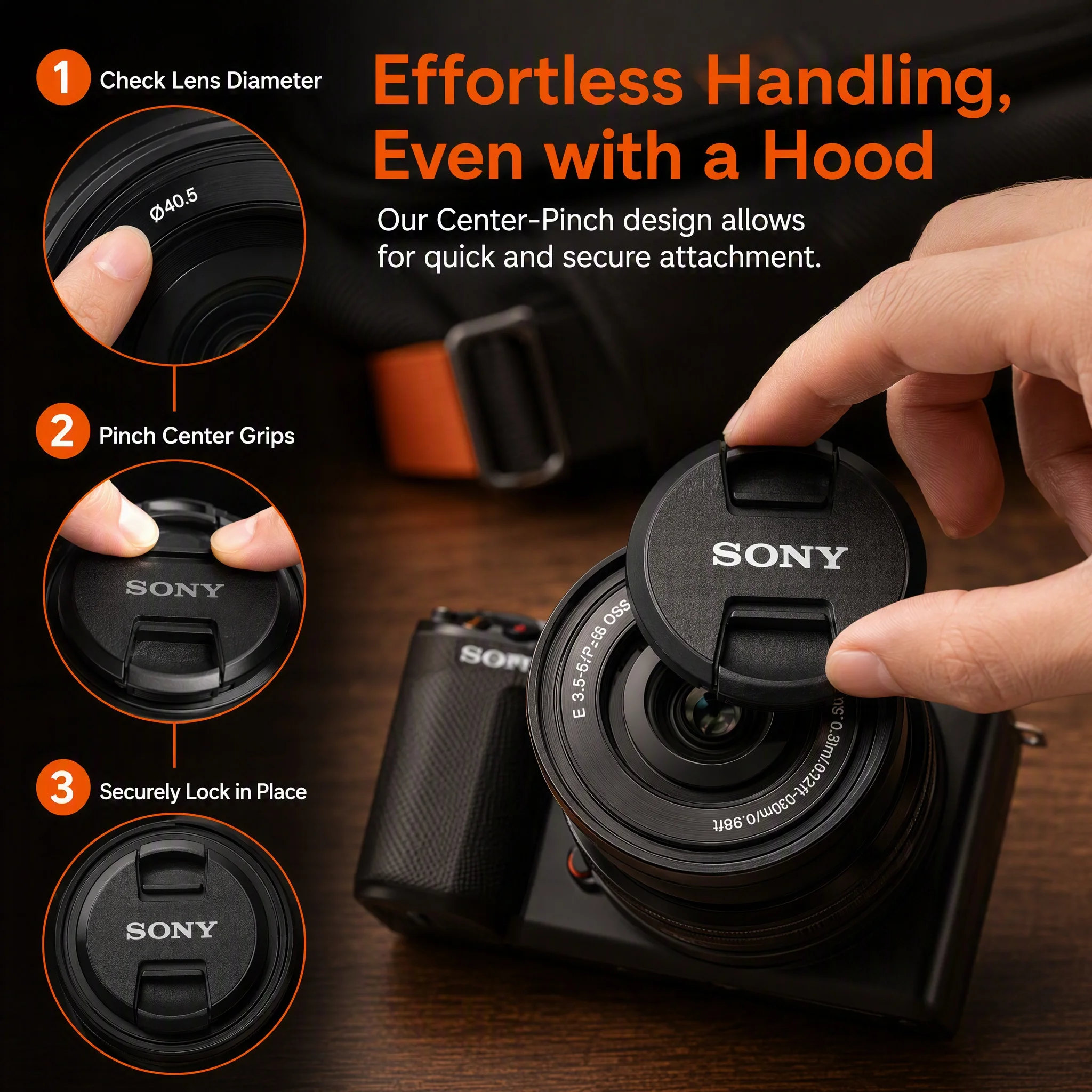 Sony Lens Cover 40.5mm 49mm 52mm 55mm 58mm 62mm 67mm 72mm 77mm 82mm Camera Lens Snap-on Cap Cover Protection Accessories