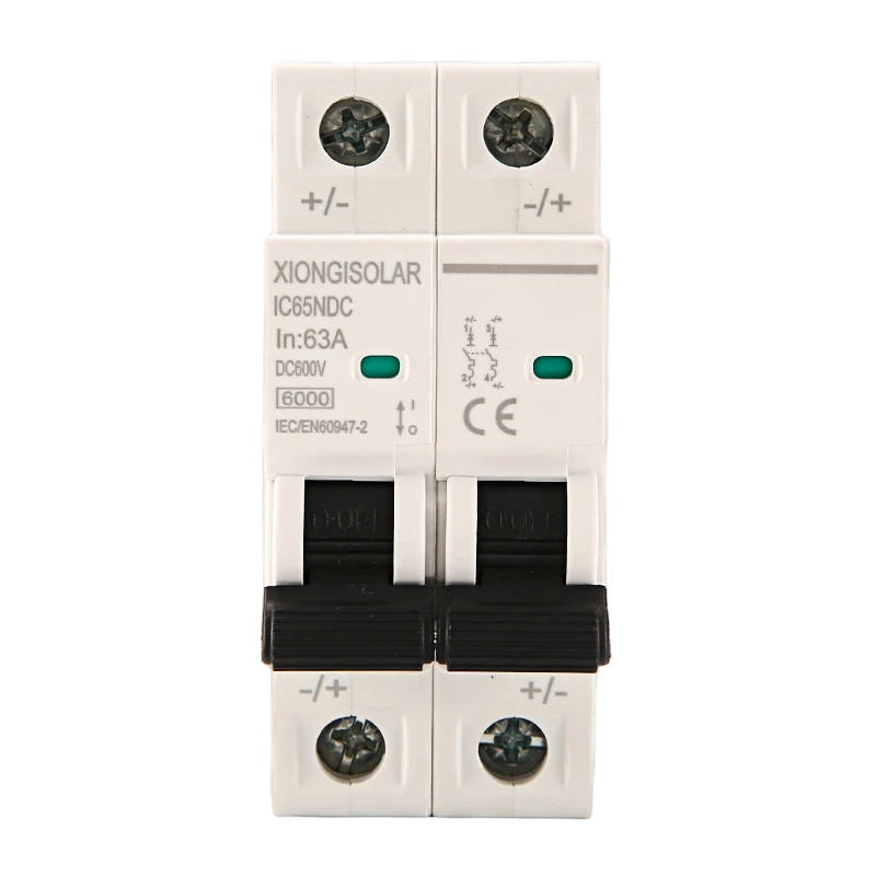 XIONGISolar 2P DC 600V Solar PV photovoltaic Mini Circuit Breaker Overload Protection Switch/16A/20A/25A/32A/40A/50A/63A MCB