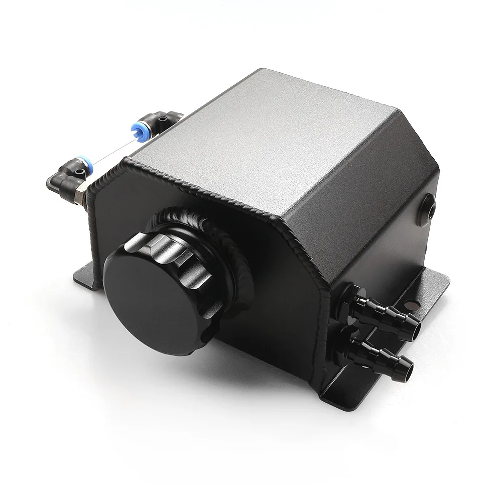 1L Engine Coolant Radiator Overflow Tank Aluminum Oil Catch Can Square Overflow Tank With Drain Plug