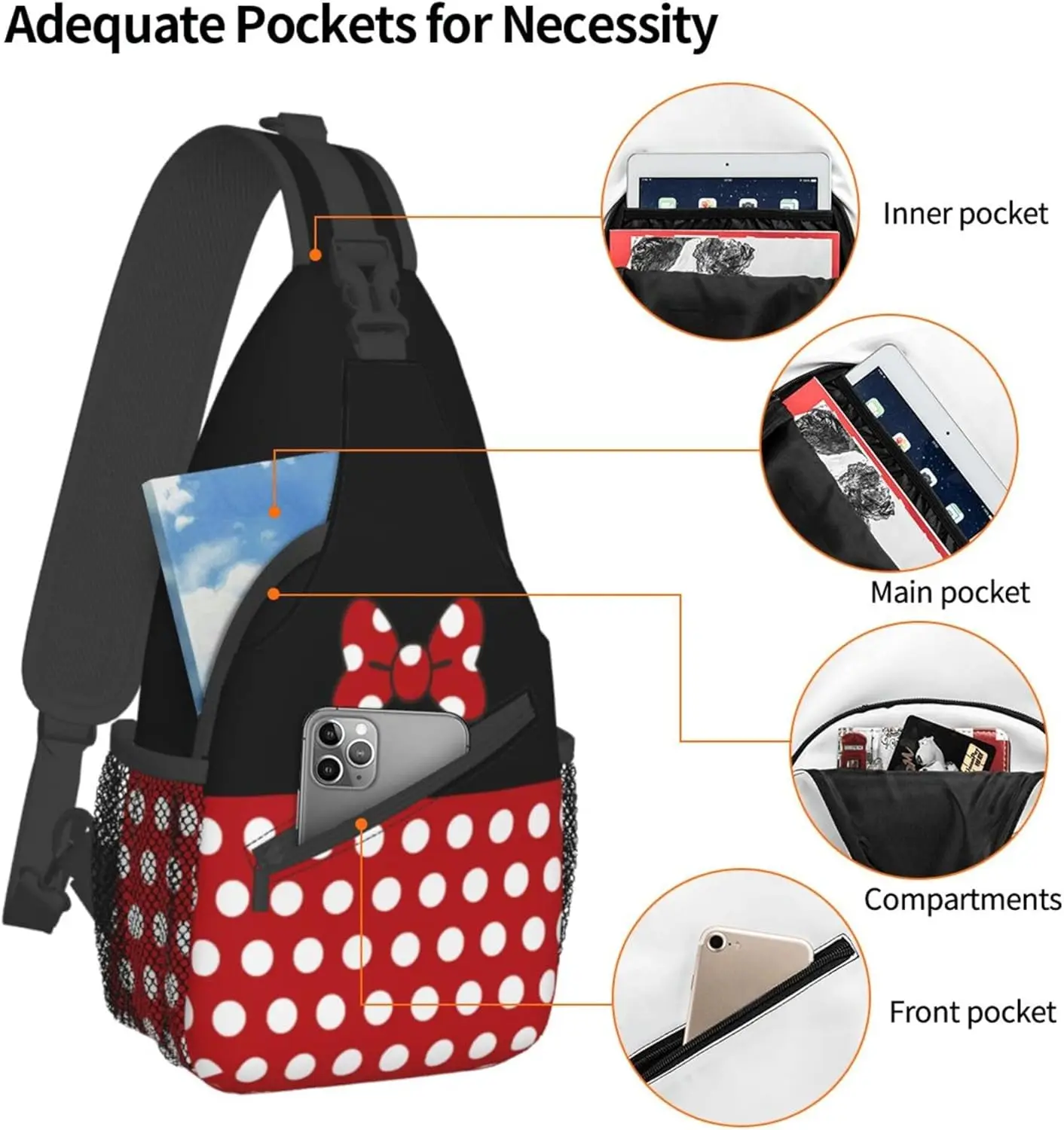 Red Spider Chest Sling Bag Casual for Women & Men Crossbody Sling Backpack Shoulder Bag for Travel Hiking Gym