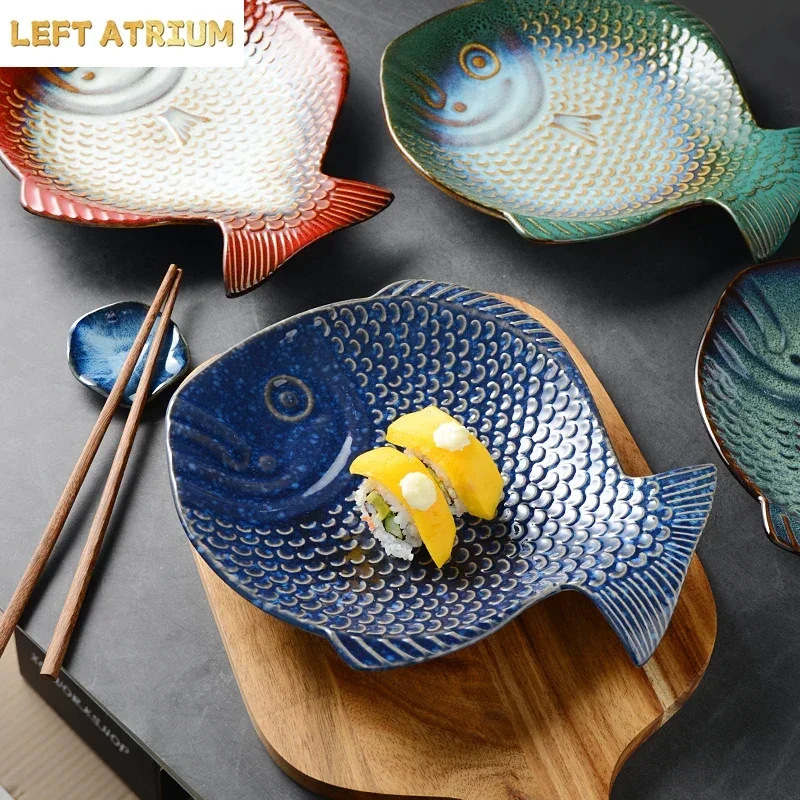 Fish Shape ceramic Dinner Plate Sushi Plates Fruit Tray Salad bowl Soup plate Steak plates Sashimi disc Dessert bowl snack dish