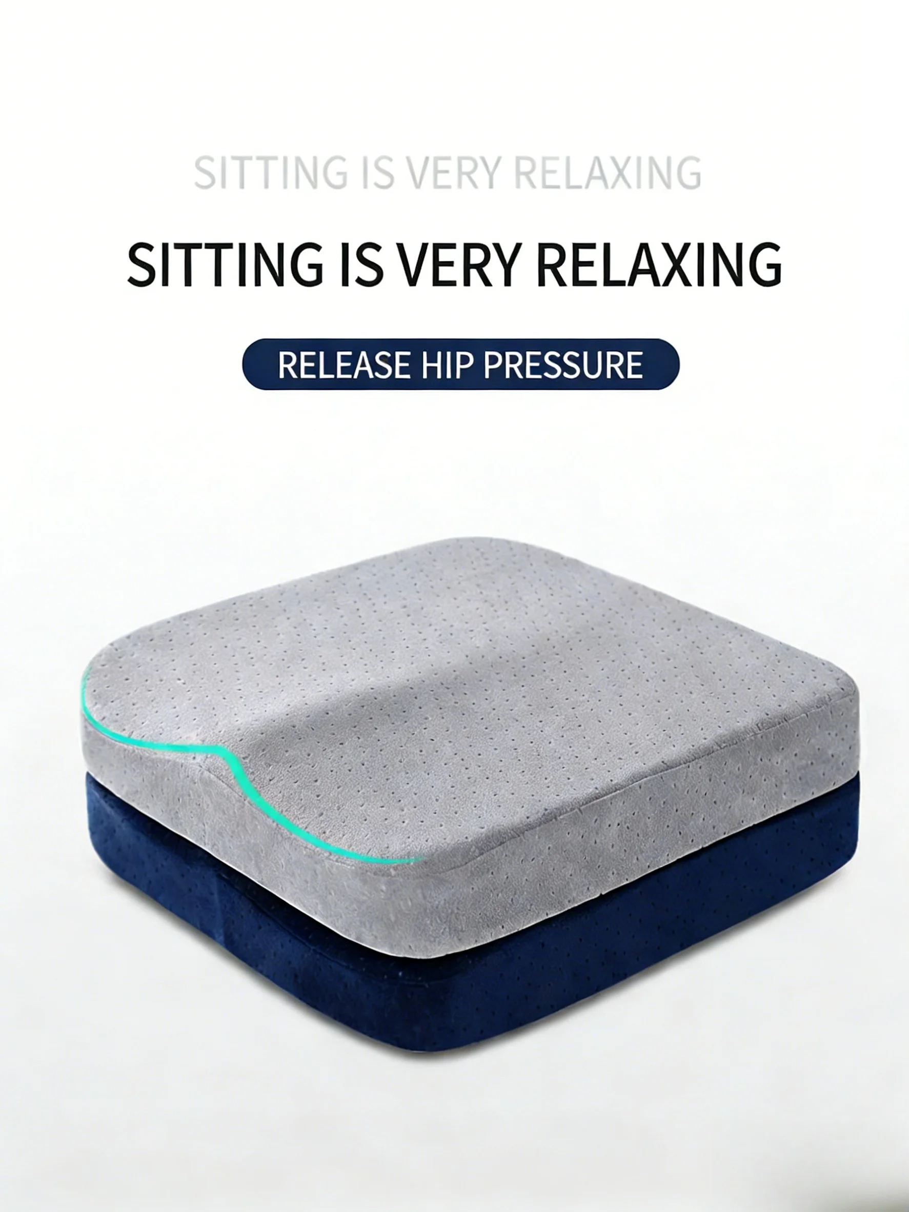 Memory Foam Slow Rebound Seat Cushion, Four‑Season Universal Ergonomic Hip Butt Pad for Office Chair Car Driving Pain Relief