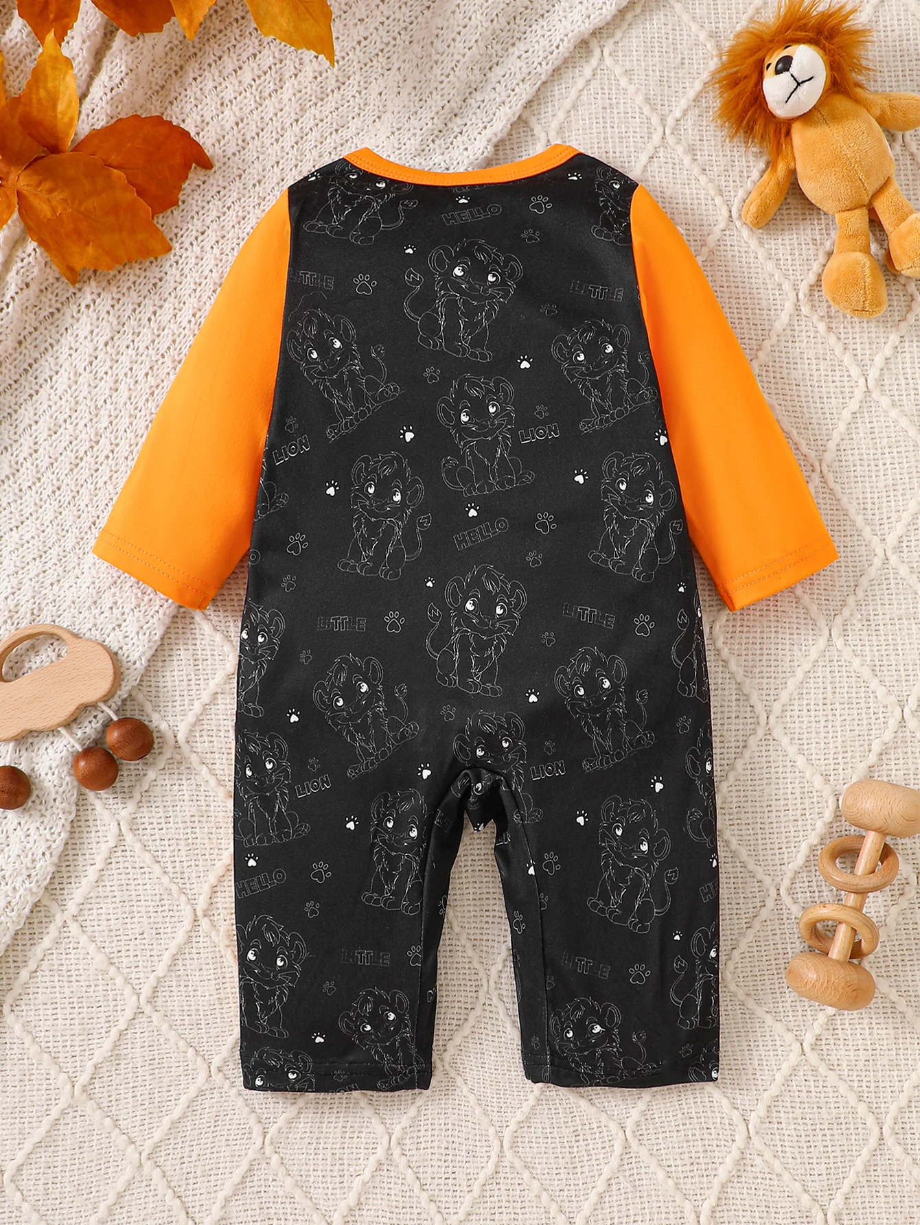 IURNXB Baby Cartoon Lion Baby Jumpsuit One Piece Newborn Cute Cartoon Print Overall Long Sleeve Casual Clothes Infant Boys 1-18M