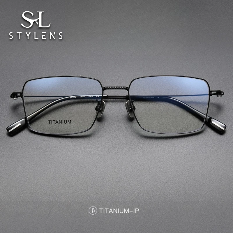 

STYLENS Business Suitable Pure Titanium Box Full Frame Glasses Men Women Casual Fashion Reading, Anti Blue Light Glasses 80912