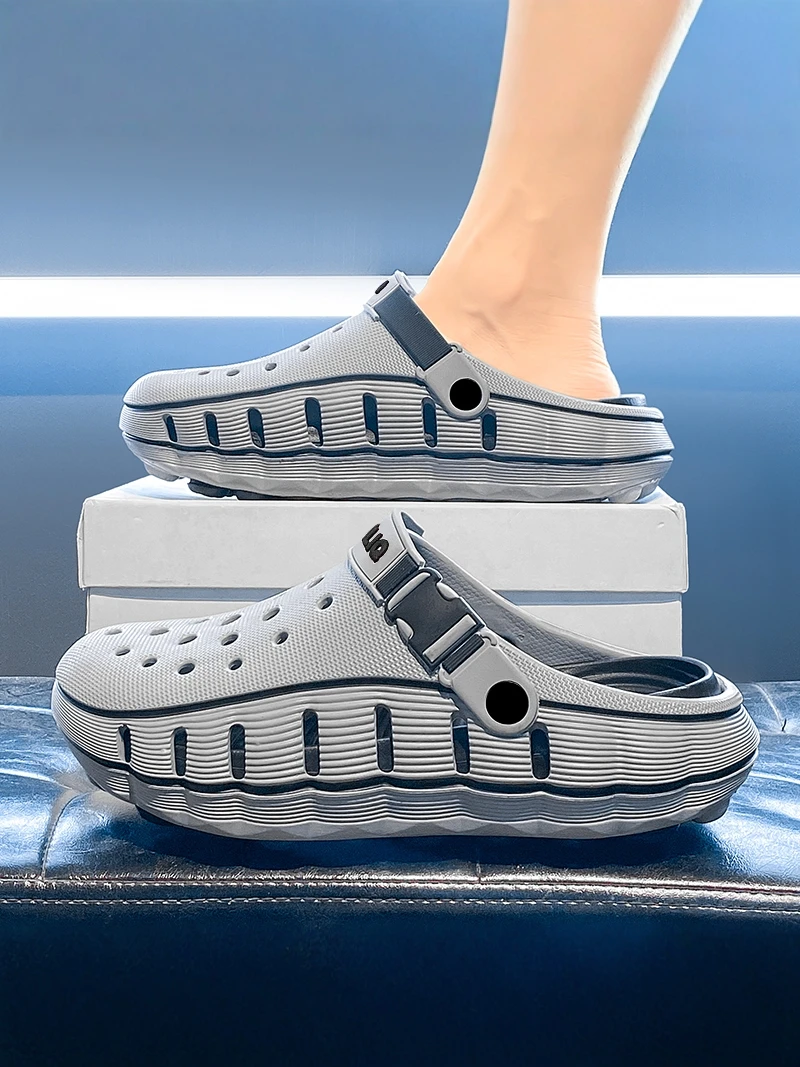 

Men's Summer Outdoor Work Casual Sandals Thick Bottom Driving Sports Shoes Breathable Hole Design Beach Casual Sandals