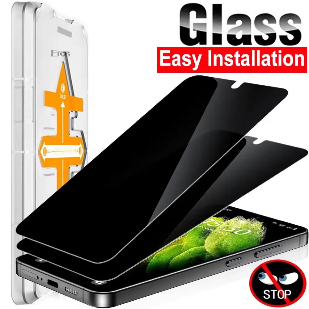2 Pack Dust Free Install Kit Anti Scratch Privacy Tempered Glass For Samsung A57 A56 A55 A36 A35 A26 A24 A17 A16 A15 A71 A72