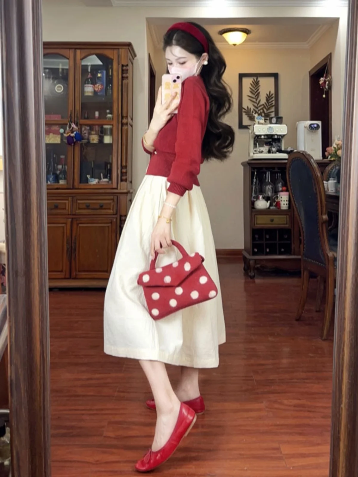 

Chic Korean Style Knitted Sweater And Skirt Set Comfortable Cotton Long Sleeve V-Neck Two-Piece Autumn Fashion Ensemble