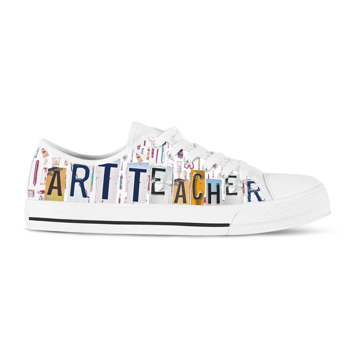 License Plate Art Teacher Women Shoes New Lowtop Sneakers Shoes For Women Canvas Round Toe Causal Flats Women