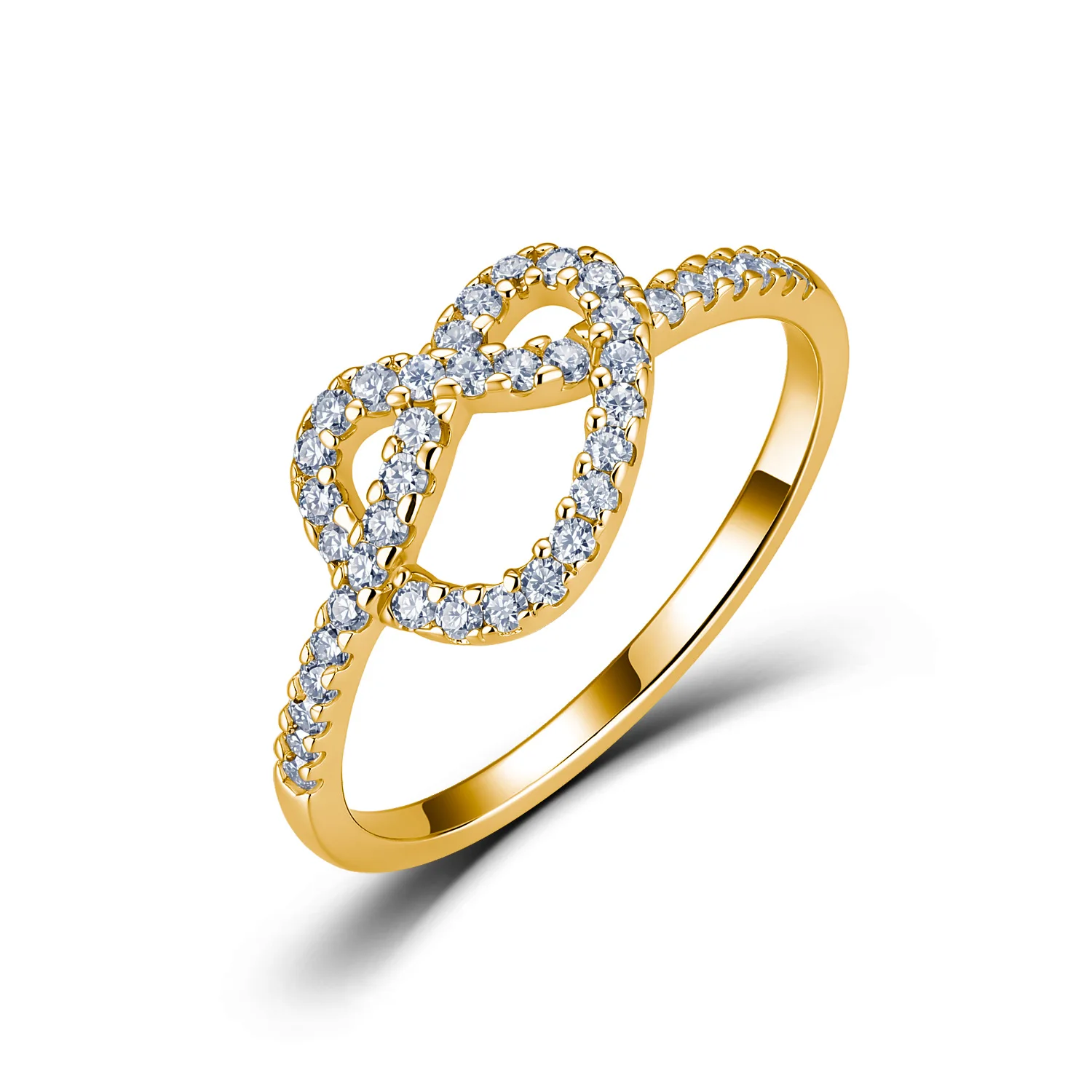 Women Solid S925 Silver Infinity Knot Moissanite Ring D Color VVS Fine Jewelry