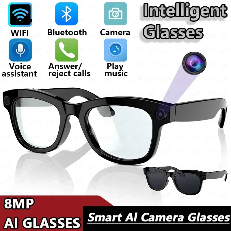 

Новинка 2023 года, умные очки Al, 800 Вт, HD-камера, голосовой помощник, воспроизведение музыки, Bluetooth-вызов, видеозапись, умные очки с защитой от синего света