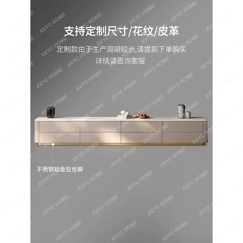 XX Luxury Natural Stone TV Stand Floor Cabinet for Living Room Villa Modern Simple Marble Media Console