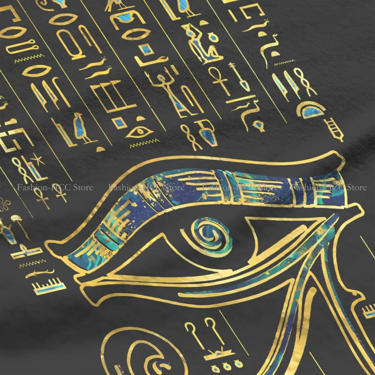 تي شيرت ياقة مستديرة من الذهب والرخام للنساء ، ثقافة مصر القديمة ، ملابس بوليستر أصلية #3