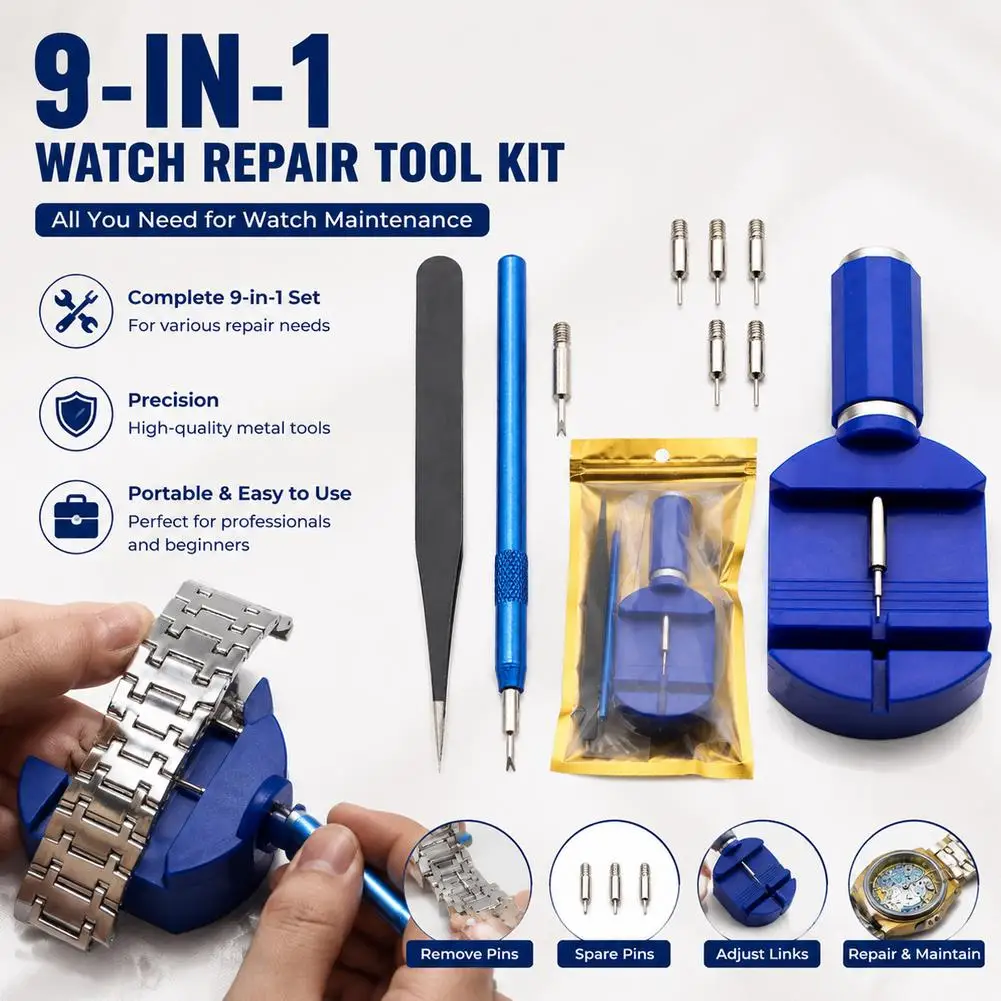 Watch Link Remover Tool Kit Watch Band Adjustment Set Spring Bar Tool with Tweezers For Metal Watch Strap Resizing Repair