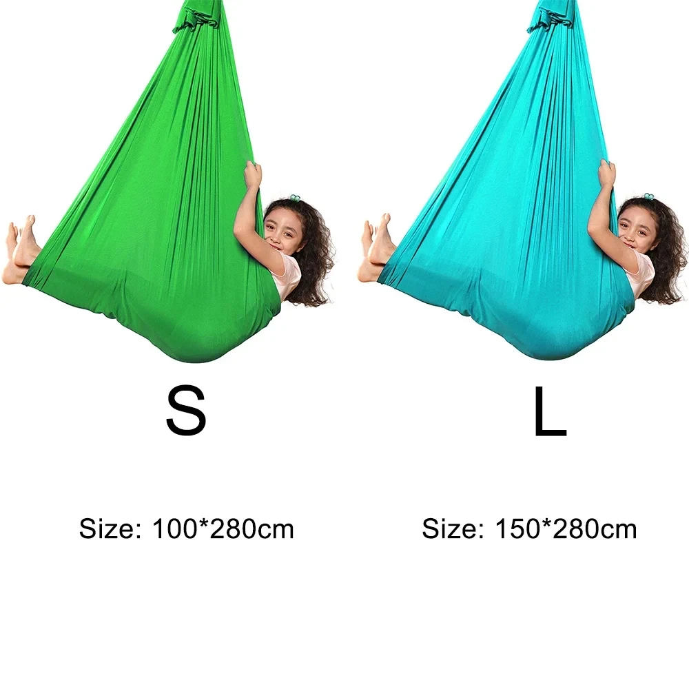 Children Hammock Elastic Bed Indoor Outdoor Swing Adjustable Hammock Yoga Fitness Tool With Extension Straps Carabiners