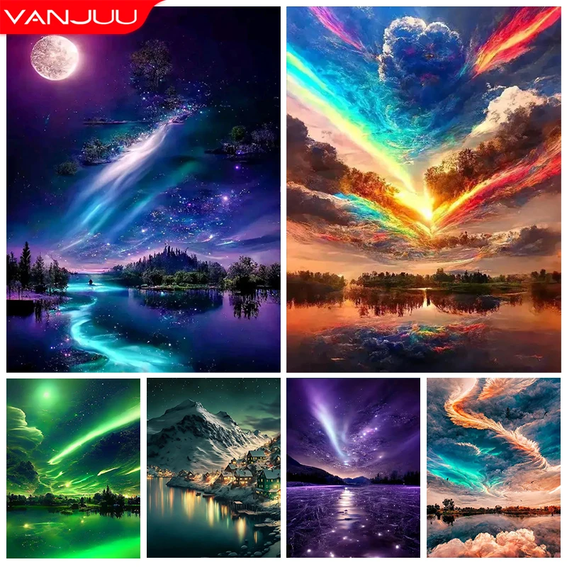 Northern Lights 5D Diamond Painting Kit Cosmic Mosaic Natural Landscape Diamond Embroidery DIY Rhinestone Home Decoration Gift 