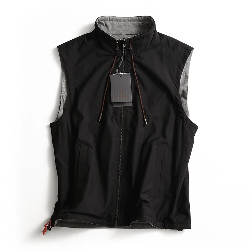 

Early autumn new fashion vest men's light elastic stand-up collar sleeveless vest, double-sided vest