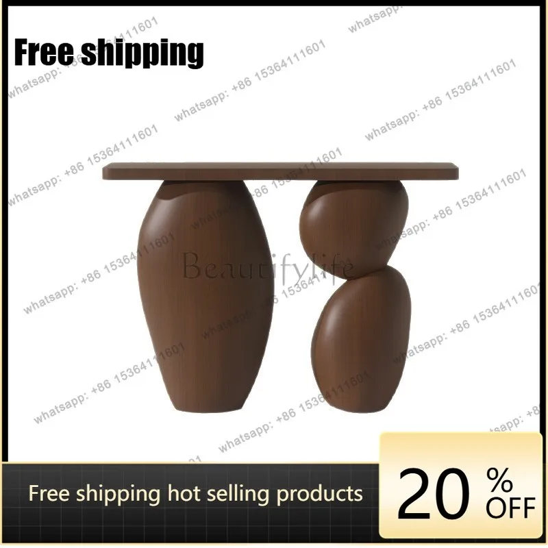 PJ entrance table medieval wabi-sabi wind new Chinese style solid wood home facing the door against the wall