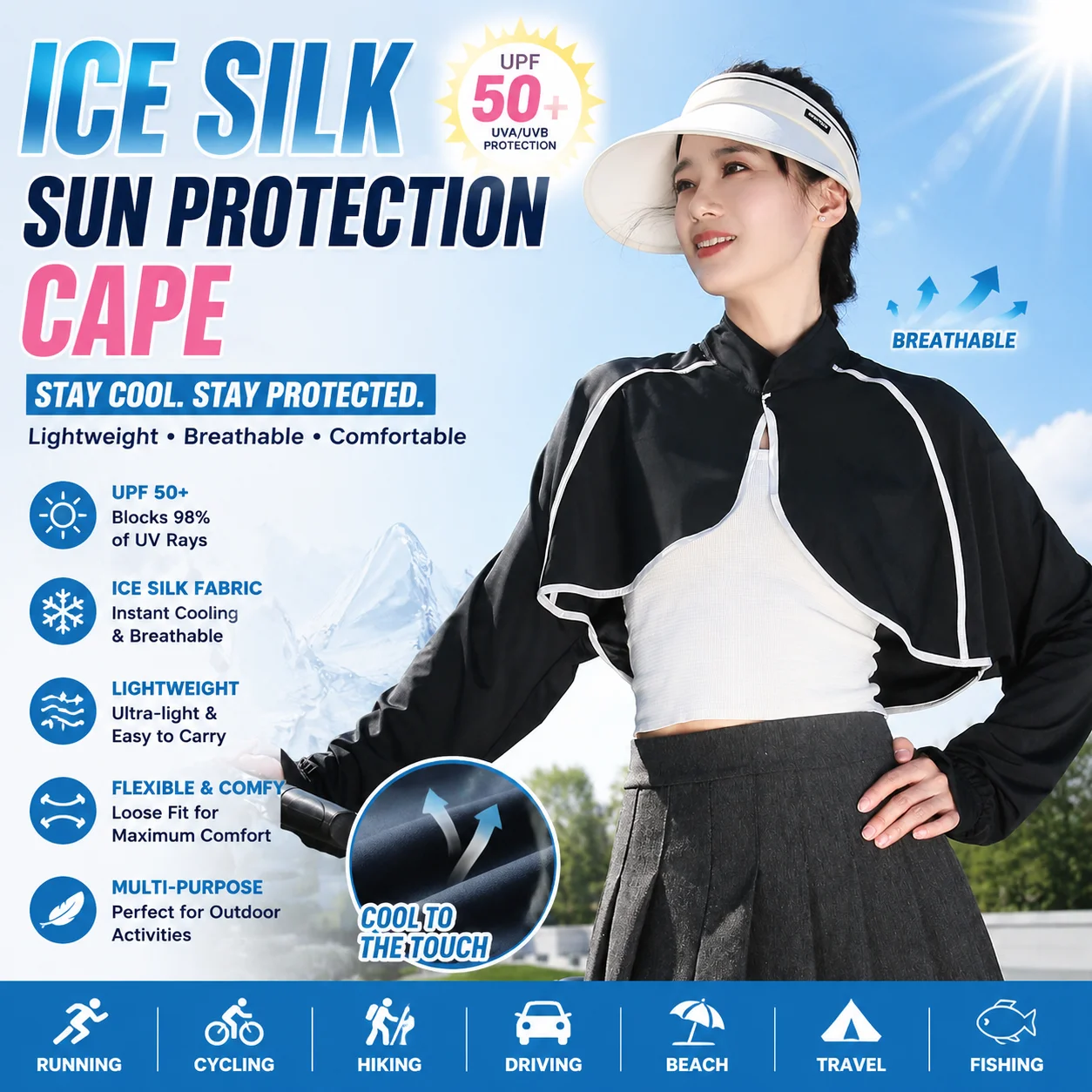 Sunscreen shawl cardigan long sleeved summer driving sleeve set sunshade cycling thin ice silk hand sleeve sunshade clothing