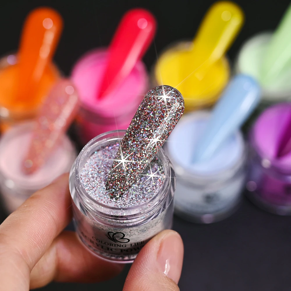 ผงอะคริลิคสำหรับทำเล็บ 8 ชิ้น สีเรืองแสง 4 in 1 สำหรับต่อเล็บ/จุ่ม/แกะสลัก ผงคริสตัลวิ้งๆ สำหรับทำเล็บ