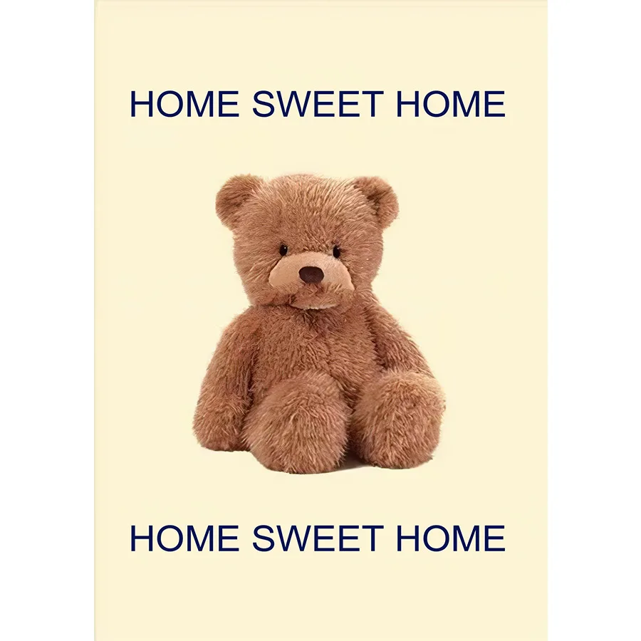 Cute bear cartoon restaurant corridor canvas painting, cream wind hotel homestay decoration painting