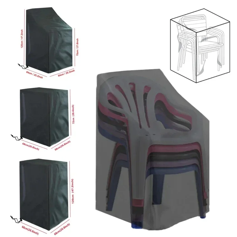 Impermeável cadeira empilhada contra poeira, saco de armazenamento, ao ar livre jardim mobiliário protetor, Dustproof Chair Organizer, alta qualidade, 1pc