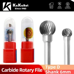 KaKarot 6mm Shank D Type Tungsten Carbide Rotary Files D1210M06 Single Burr Drill Bit CNC Engraving Rotary Tool Cutter Lime Core