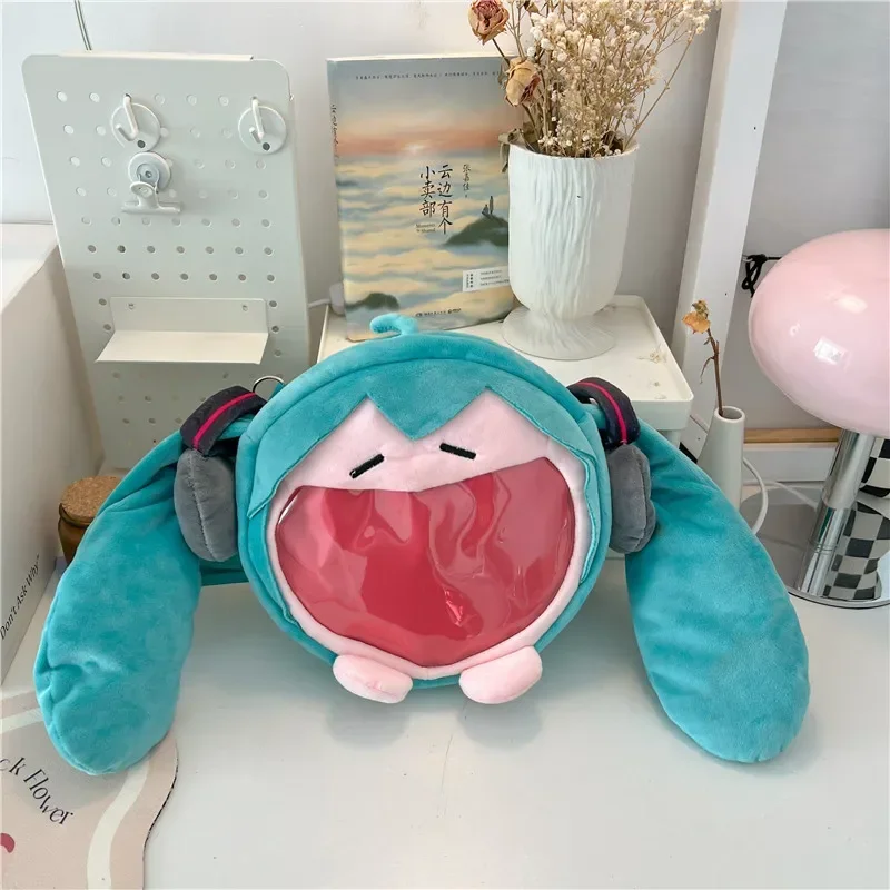 24×22cm Hatsune Miku Shoulder Bag New Backpack Cute Anime Girl Plush Cartoon Kawaii Knapsack Student Bag Packet Kids Gifts Toys