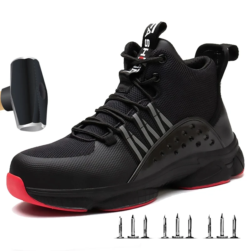 2024 Men Work Boots Indestructible Safety Shoes Men Steel Toe Shoes Puncture-Proof Work Sneakers for Men Durable Footwear