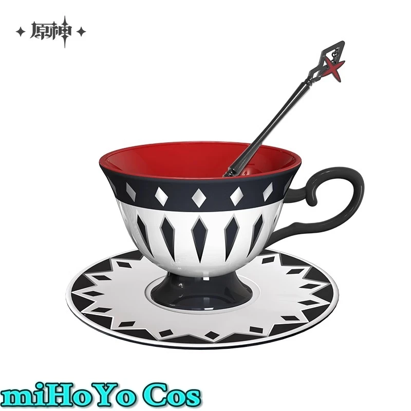 [Genuine] miHoYo Game Genshin Impact Arlecchino Impression Afternoon Tea Cup and Dish Set Cosplay Anime Cartoon Accessories Gift