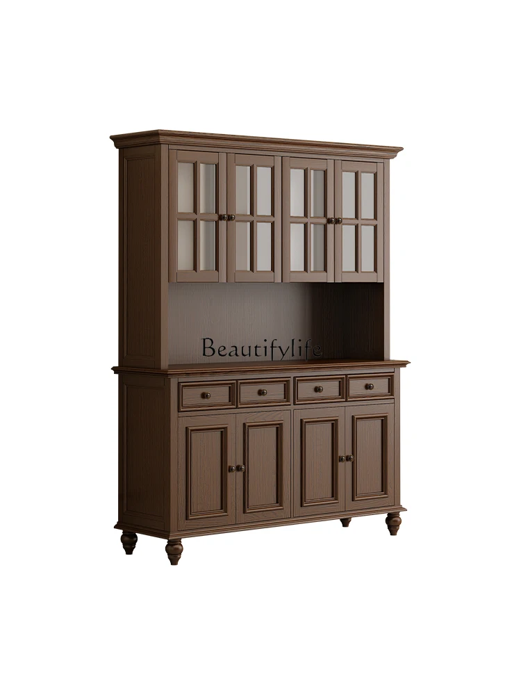 

American-style Retro Solid Wood Four-door Sideboard Wall-mounted Integrated Storage Cabinet