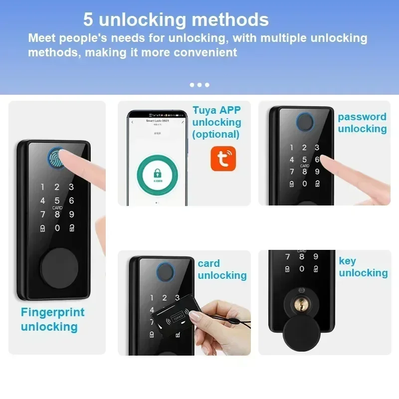 Smart Deadbolt Lock Tuya//TTlock Biometric Fingerprint Lock App Fingerprint Password IC Card NFC Keyless Unlock Home Door Lock