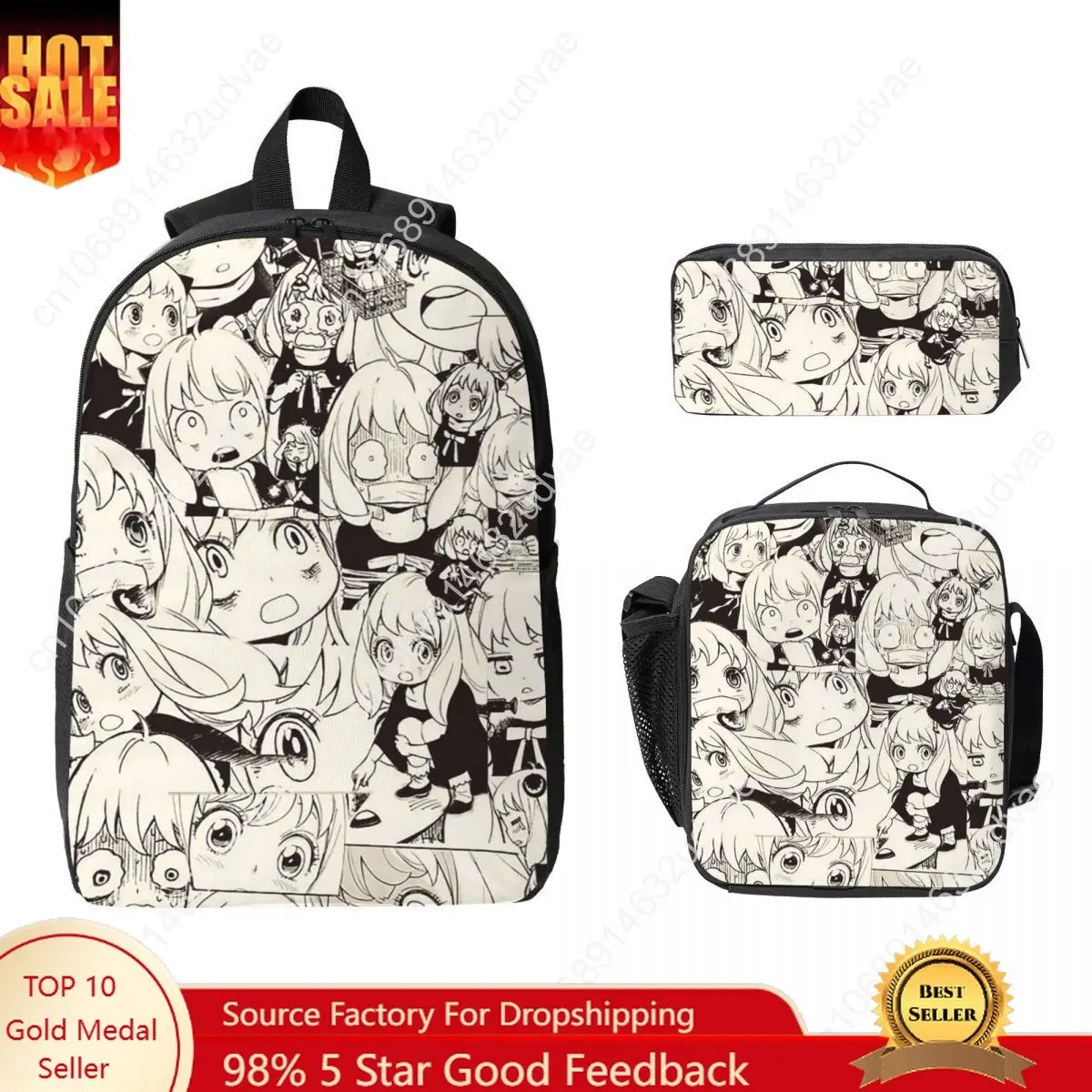 

Kawaii Manga Spy X Family Backpack Student Boys Girl BookBag School Bag Laptop Shoulder Bags 3ps Insulated Lunch Bag Pencil Case
