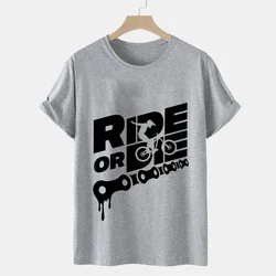 Men T-shirt Ride or Die Print Tops Summer Male Causal Tshirts Motorcycle Fashion Streetwear T Shirt Women Tee Clothes